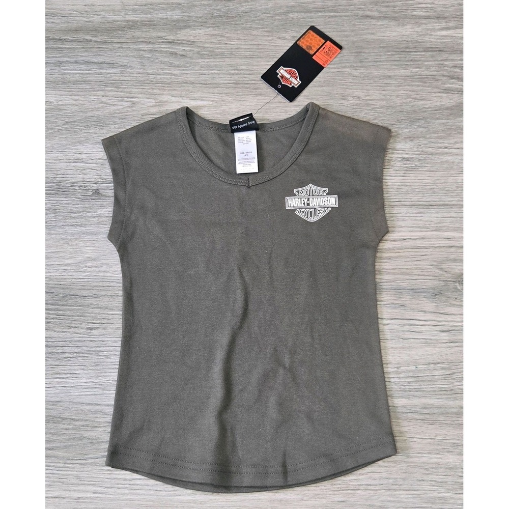 Harley-Davidson Girls Gray Sleeveless T-Shirt Logo Crew Neck Size 4/5